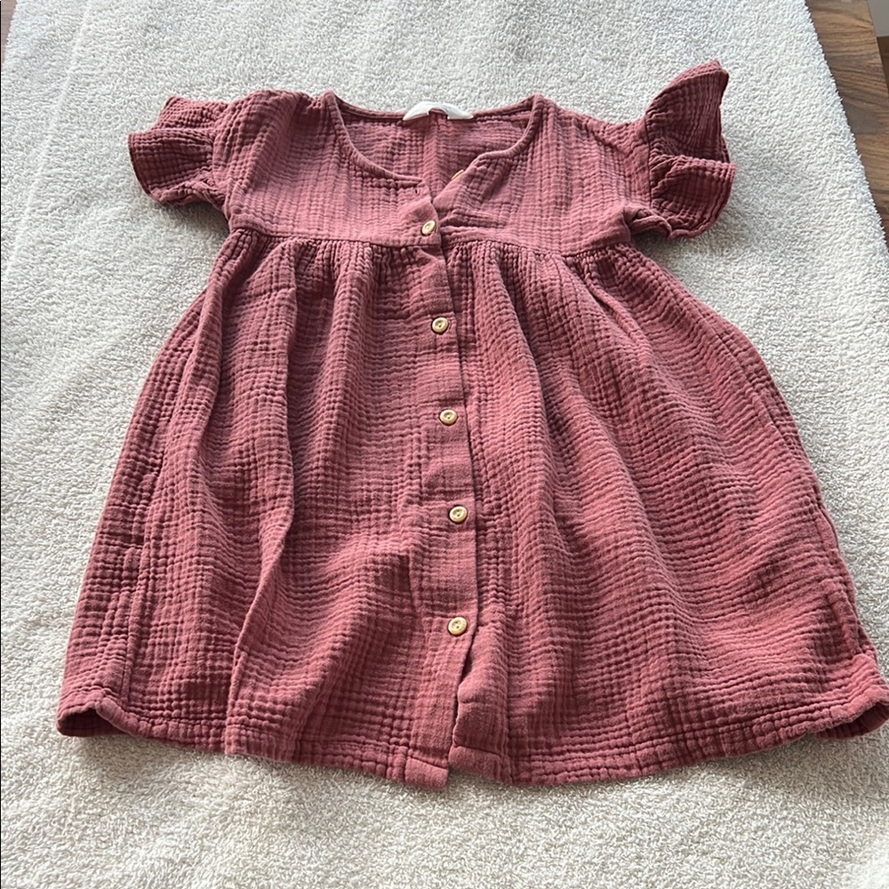 H&M Pink Flutter Sleeve V-Neck Sundress